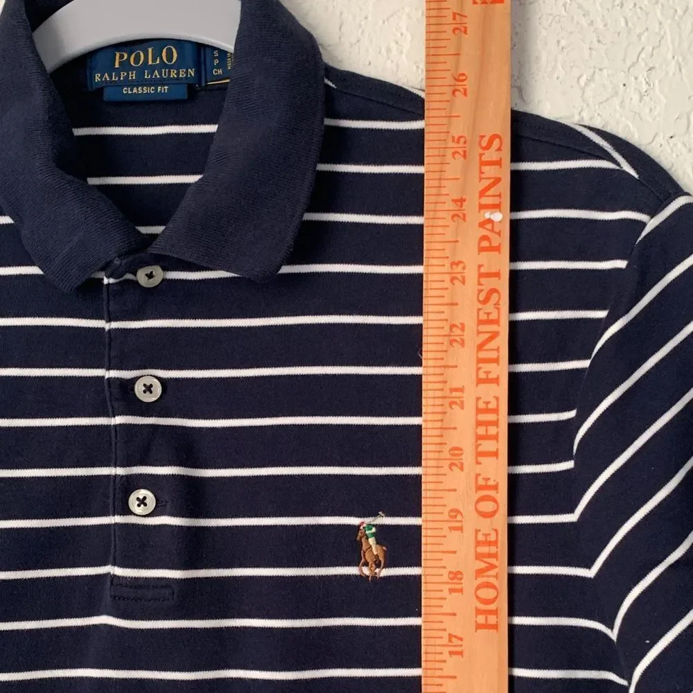 Polo by Ralph Lauren Men's Navy and White Striped Polo Shirt Size SP